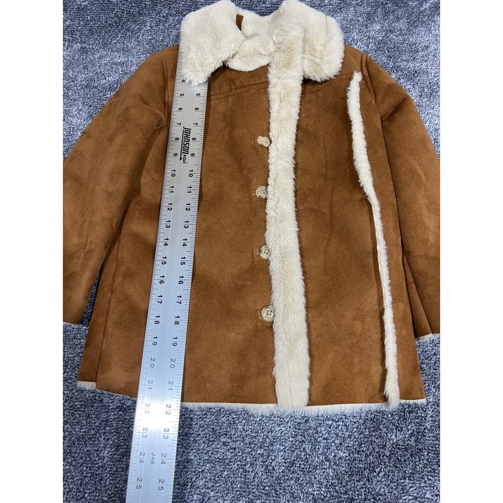 Abercrombie Kids Faux Suede Faux Fur Trim Coat Brown Size 5/6 Kids Outerwear - Picture 3 of 13